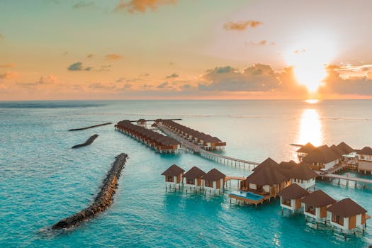 Maldives Coral Villas With Floating Benches and Lagoon Ceilings
